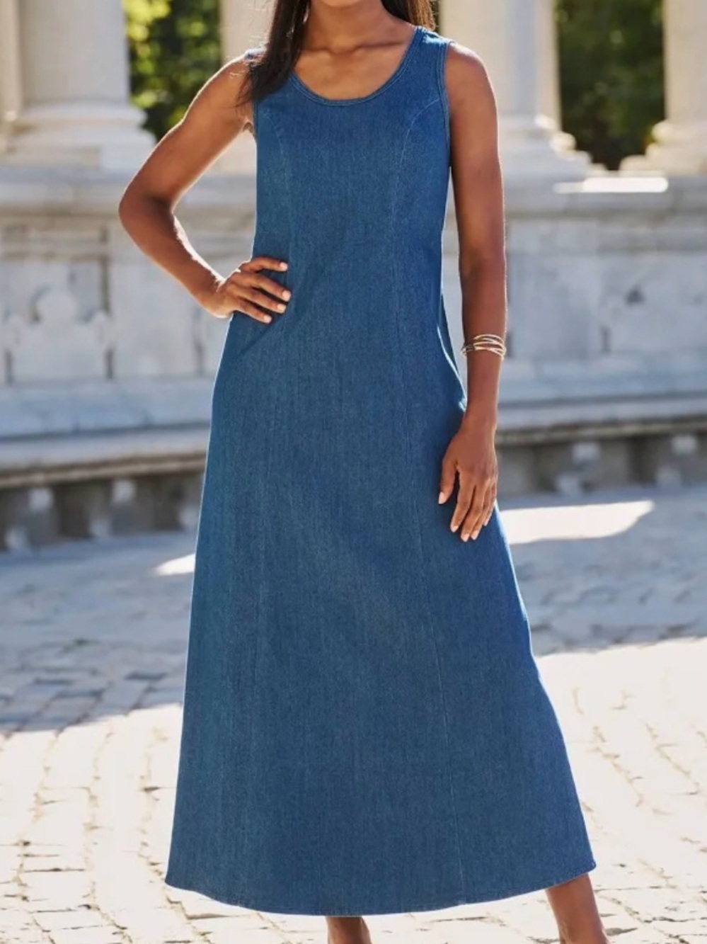 Jessica London Women's Plus Size Denim Maxi Dress